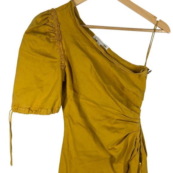 Jonathan Simkhai One Shoulder Dress Asymmetric Denim Sheath Yellow Size 8 - Picture 8 of 12